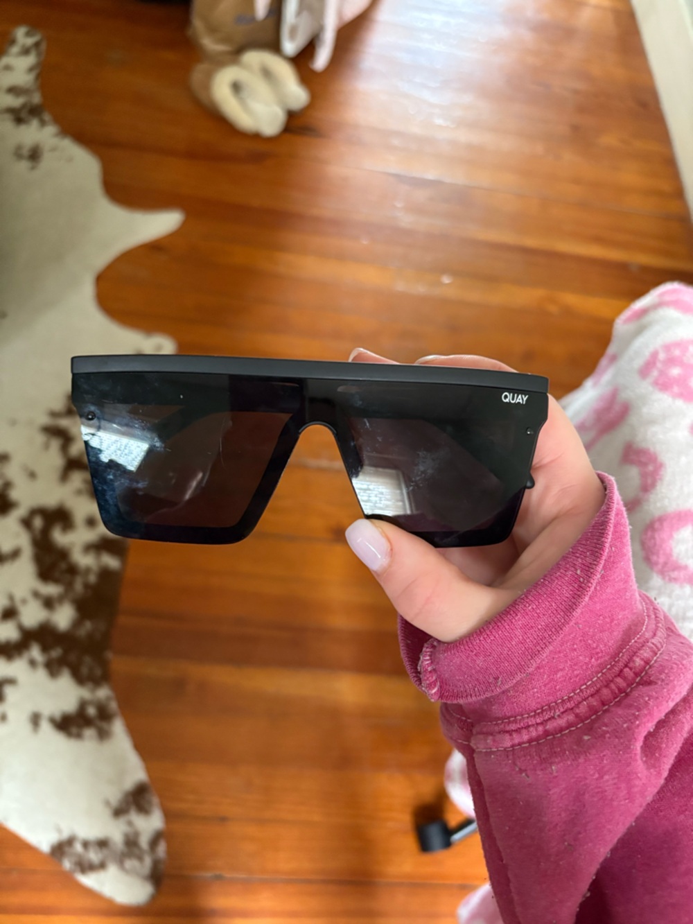 Quay Oversized Shield Sunglasses in Black